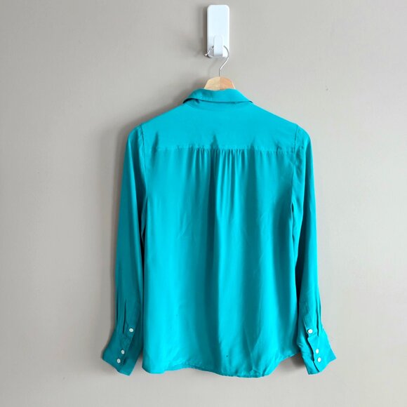 J.Crew 100% silk till color button down long sleeves shirt/blouse. - Picture 2 of 8